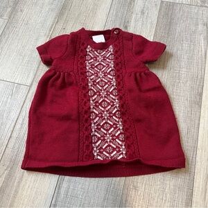 Hanna Andersson Red & White Cable Knit Dress -80% Cotton 20% Wool - Stylish Cute